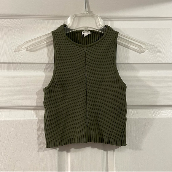 Garage Tops - Garage - Green Ribbed Crop Tank